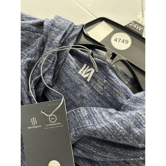 VRST Men’s Heathered Navy Lightweight Performance Hoodie Long Sleeve Stretch Top - Picture 7 of 8